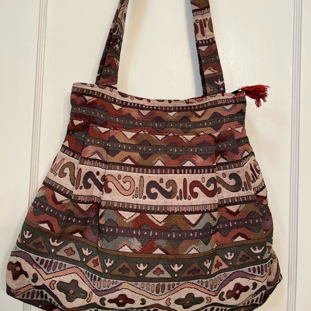 Anter Shoulder Bag Multi-ColorTapestry Purse Front Zip Pockets- Bohemian Style.